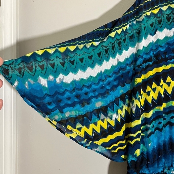 Lane Bryant Dress 18 Blue Aztec Midi Chevron Feminine Tribal Western Boho Retro - Picture 6 of 12